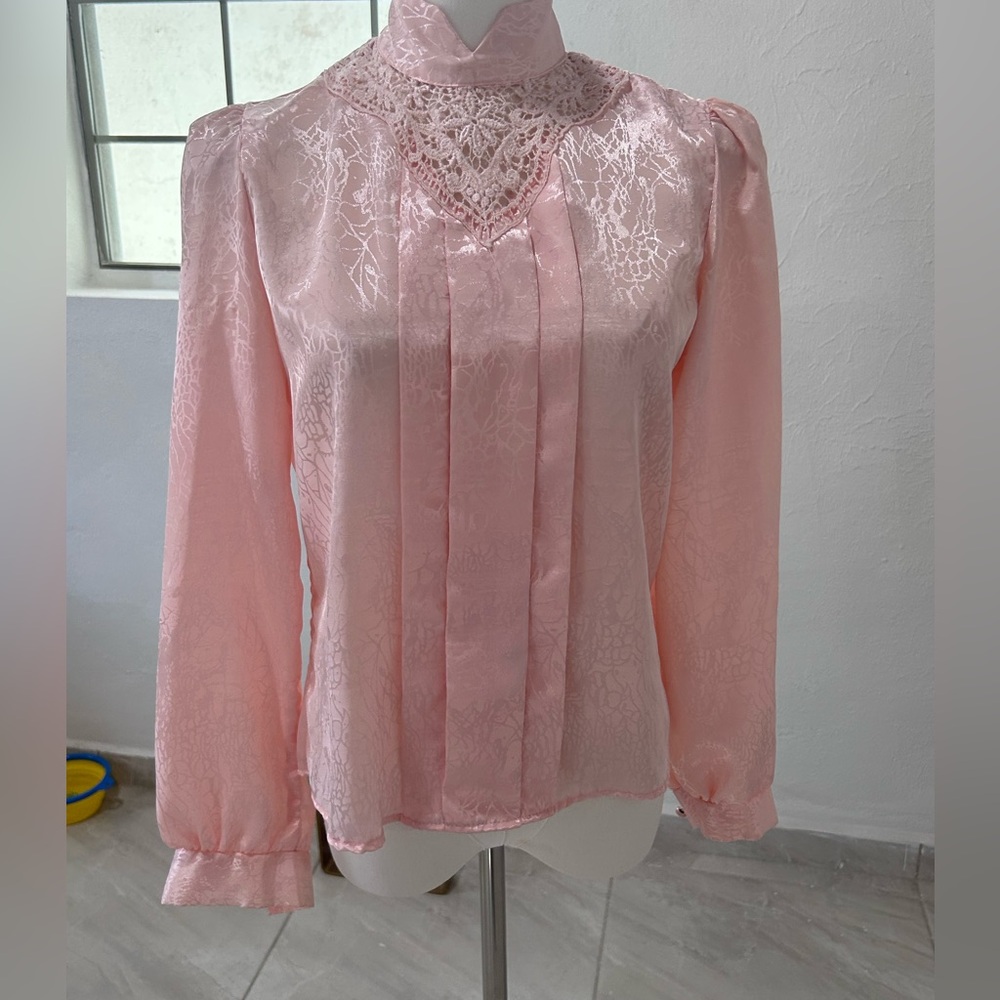 Chic Pink Women's Lace Blouse